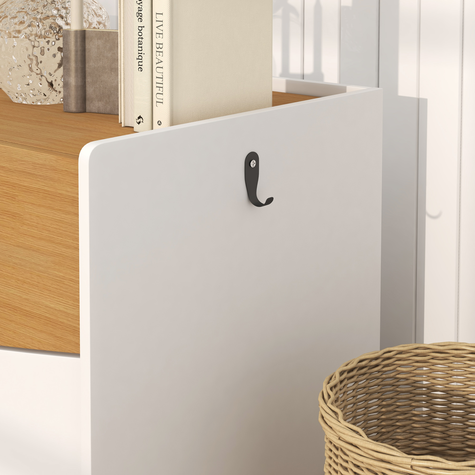 Katzentoilette, ausziehbar, Schrankdesign, Streufach, 78x50x51cm, Eiche/Weiß