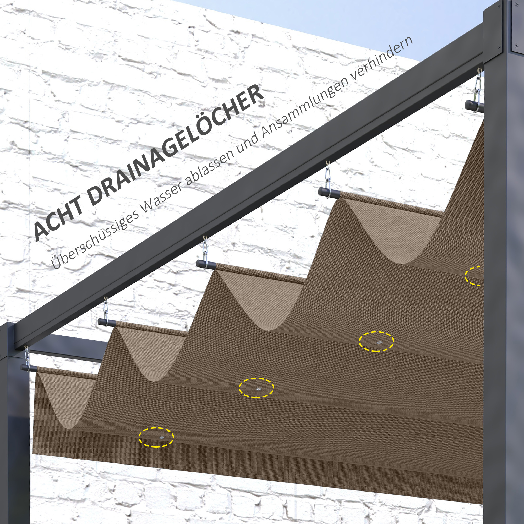 Ersatzdach für 2,85 x 2 m Gartenpavillon, ausziehbar, einfache Montage, Polyester, Kaffee