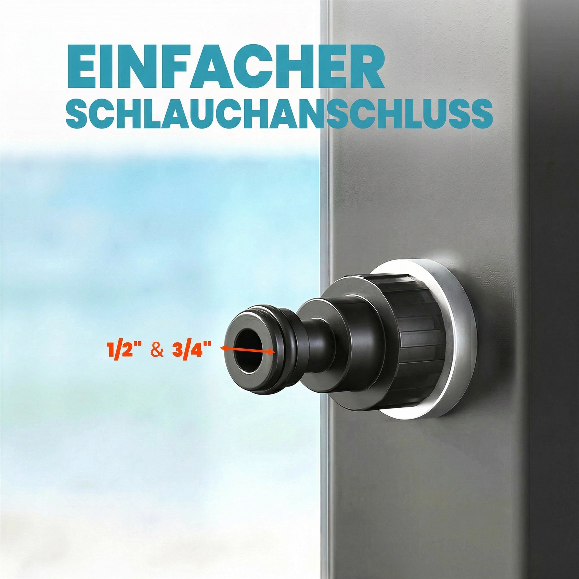 Solardusche 60L Gartendusche mit schwenkbarem Regenduschkopf Wasserhahn, einstellbarer Temperatur
