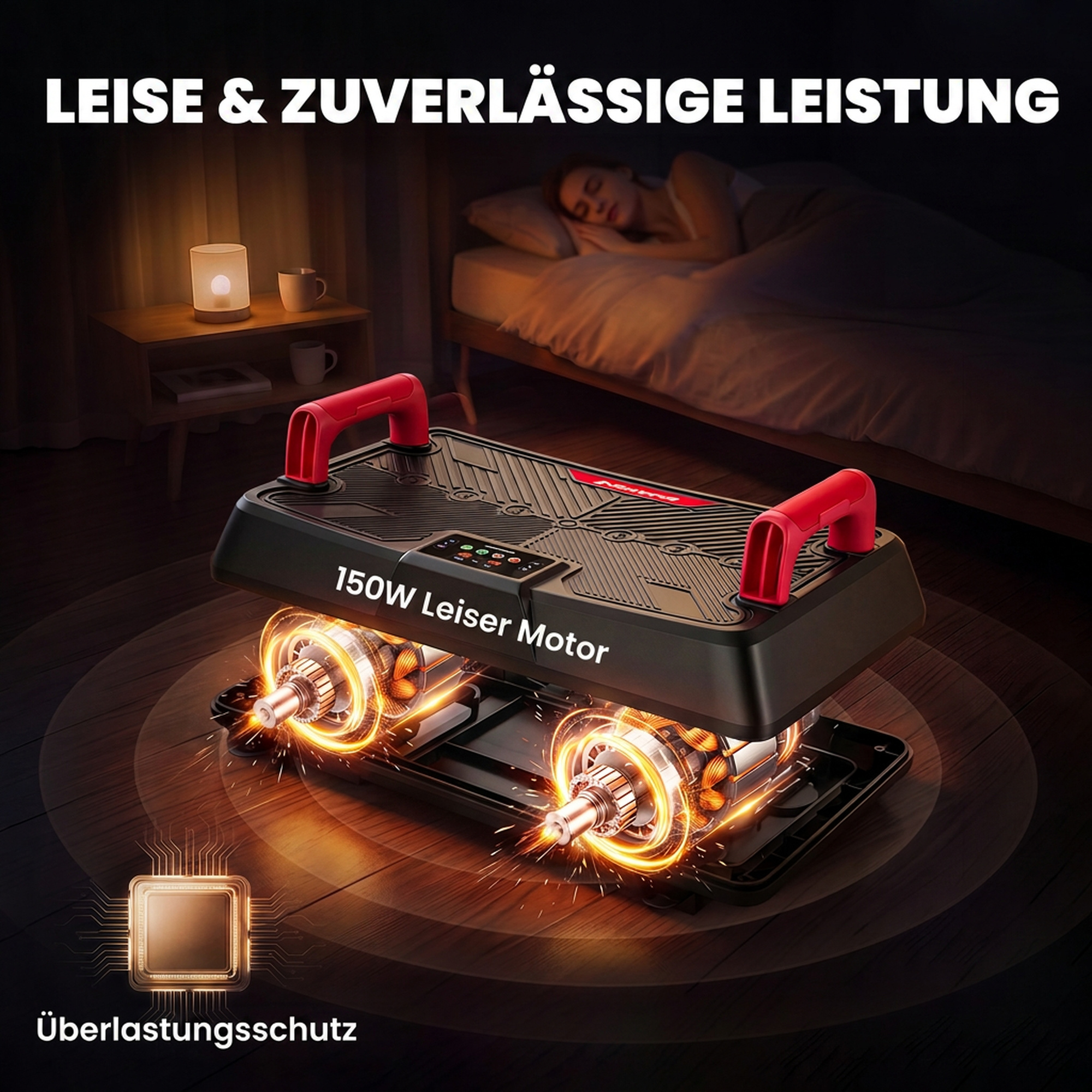 Vibrationsplatte leise Rüttelplatte mit Sitz 99 Intensitätsstufen 3 Vorprogramme höhenverstellbar & abnehmbar Griffe