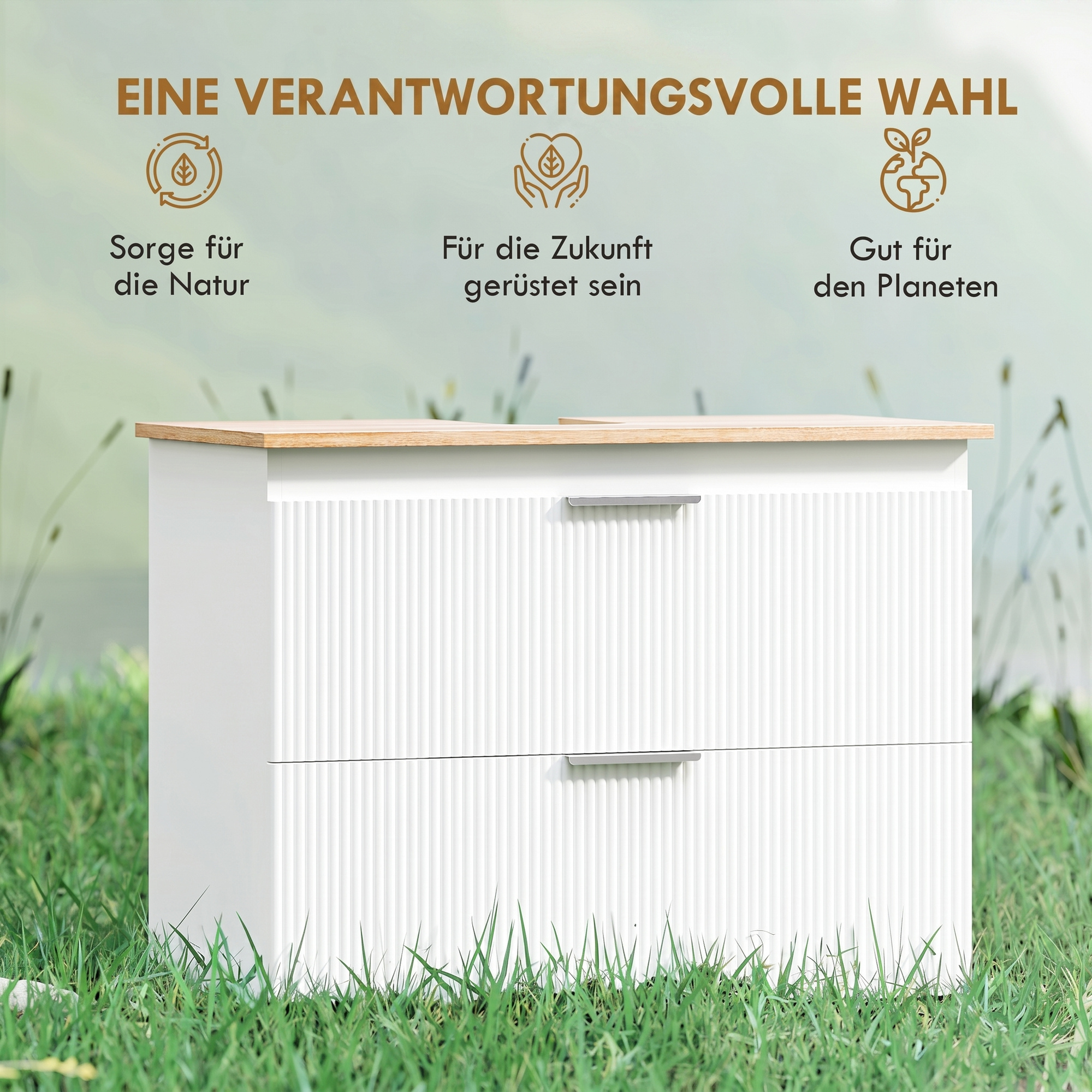 Unterschrank für das Badezimmer, 80 cm Schrank mit zwei großen Schubladen für Waschbecken mit oder ohne Sockel, Weiß
