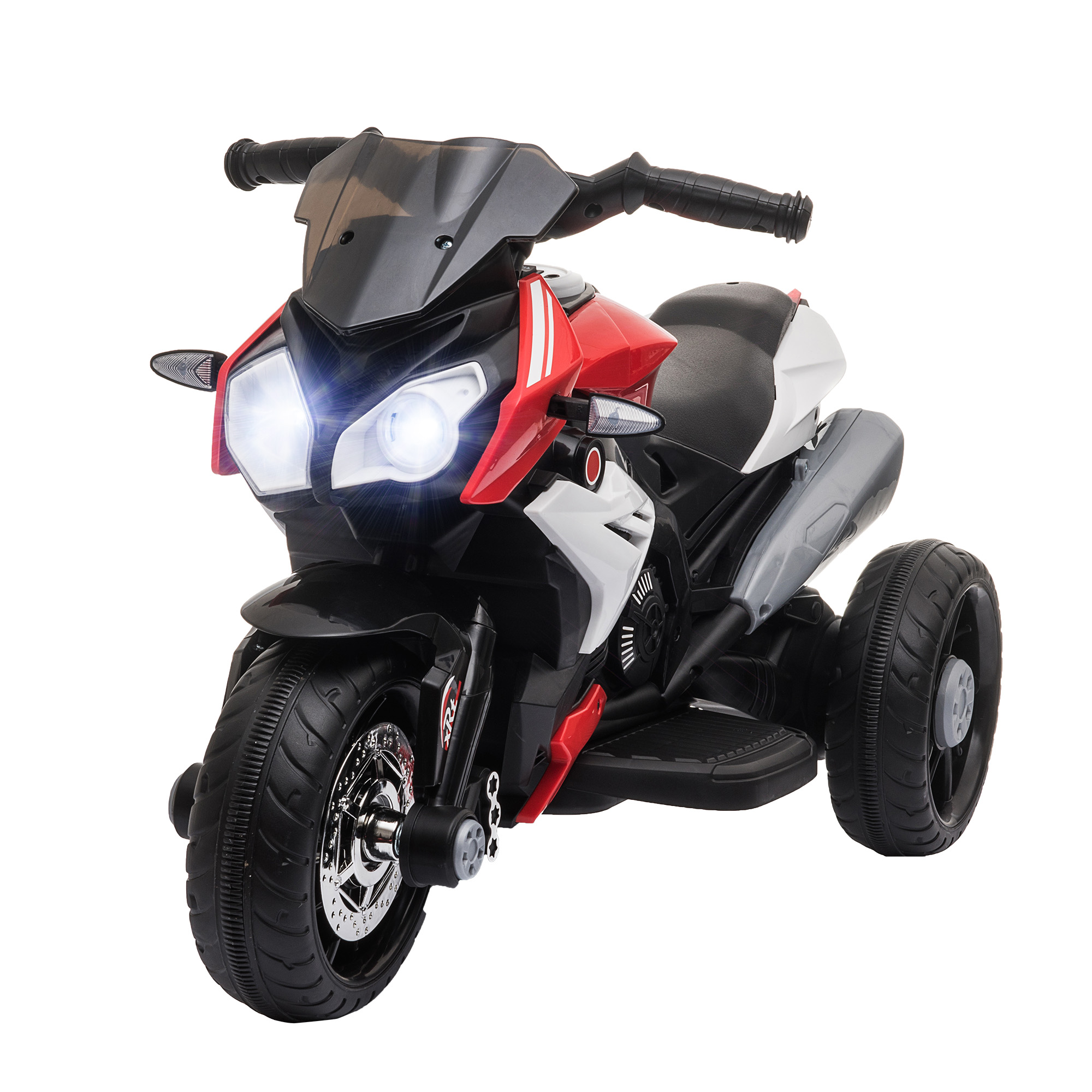Elektro-Kindermotorrad, Lichter & Geräusche, 3 km/h, wiederaufladbar, Kunststoff & Metall, Schwarz/Rot