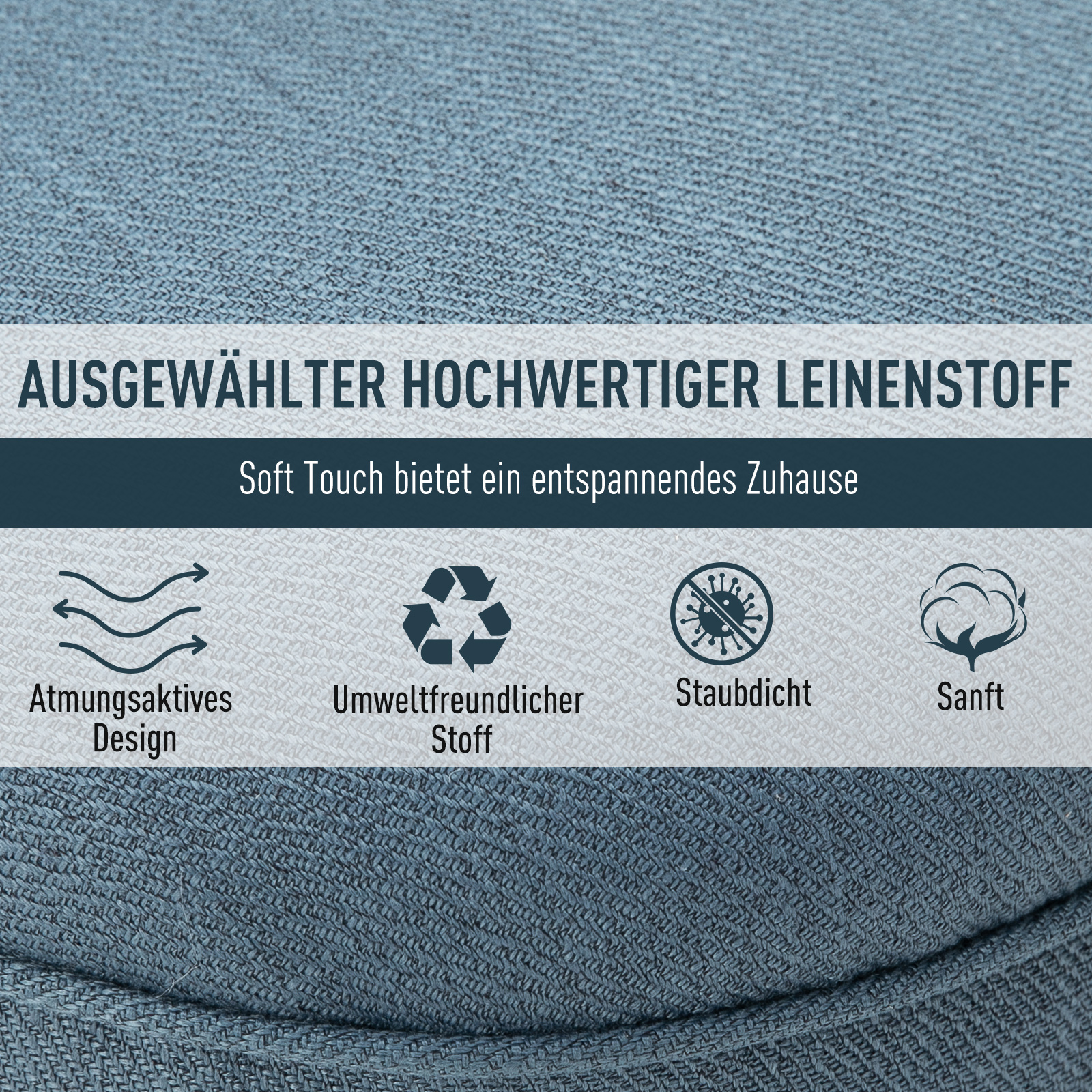 Sessel Wohnzimmer Relaxsessel Loungesessel Ruhesessel mit Rückenkissen, Holzbeine, Lesesessel mit Leinenoptik, Polstersessel für Schlafzimmer, Blau