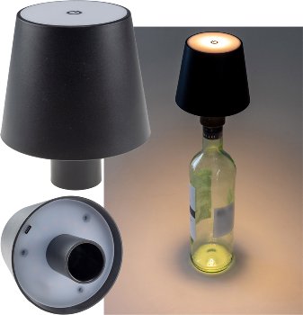 LED Akku Flaschenleuchte / warmweiß, USB-C, ØxH 10x12cm
