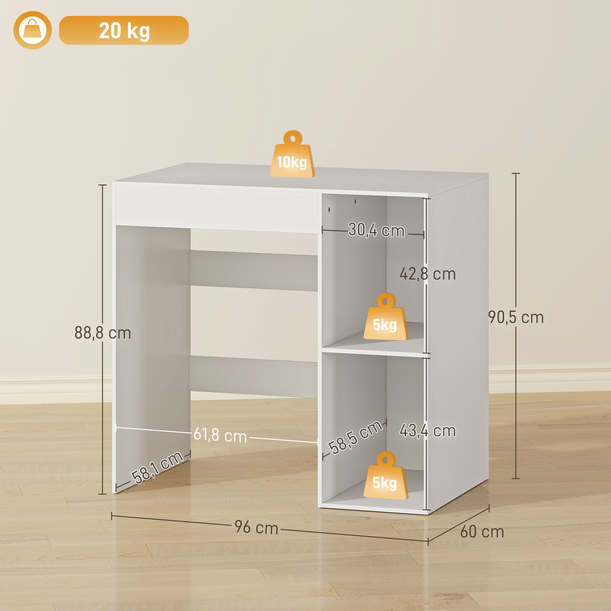 Schrank über Waschmaschine, Bad-Organizer über Toilette mit offenen Ablagefächern für Waschraum, Weiß