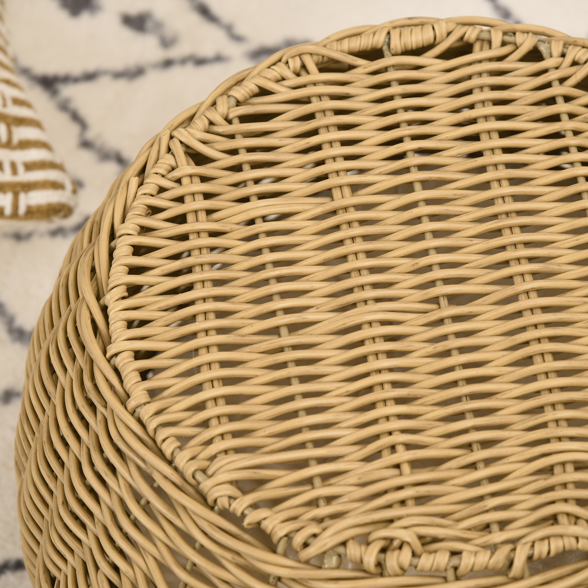 Katzenkorb Rattan zweistöckig Katzenbett Katzenkörbchen mit Kissen Vordertür  für Katze unter 3,5 kg Ø40 x 30 cm