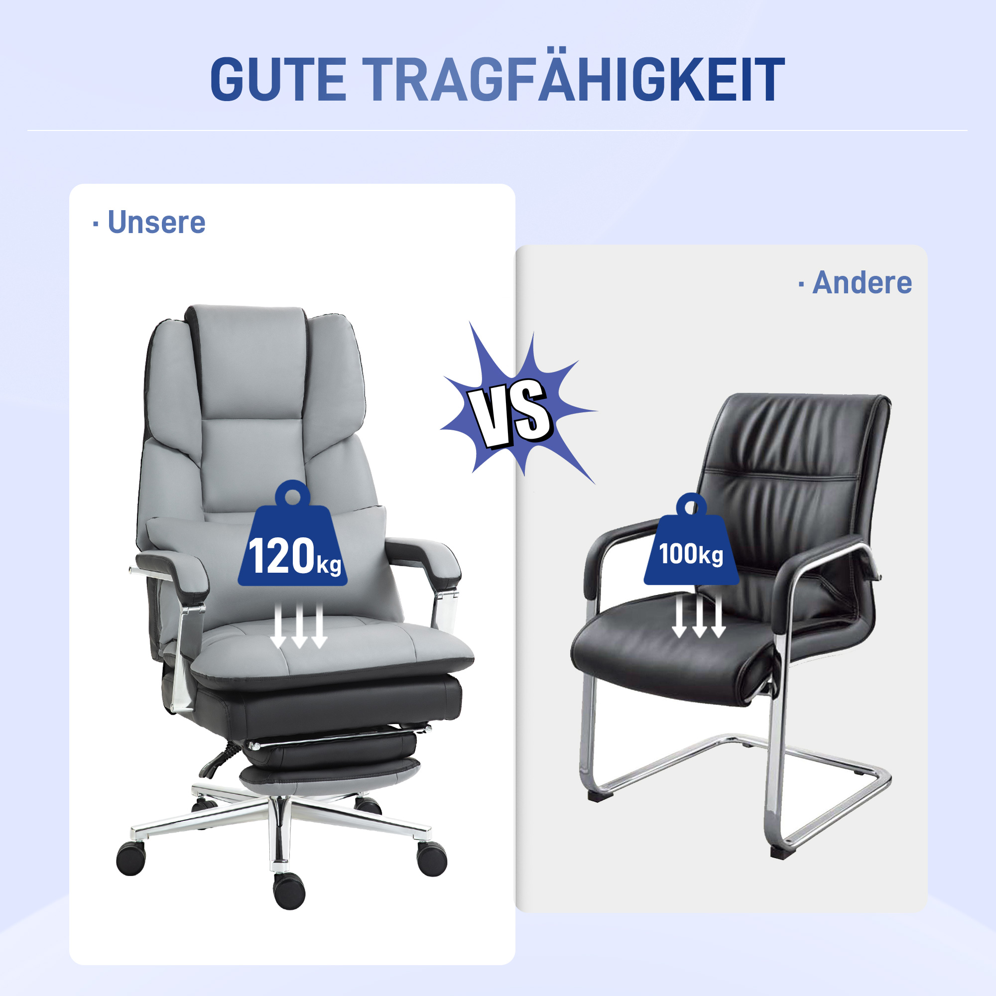 Bürostuhl, ergonomisch, verstellbar, 63x71x123-129cm, Hellgrau/Schwarz