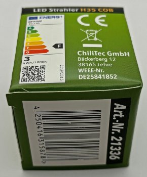 LED Strahler GU10 "H35 COB" / 3000k, 265lm, 230V/3W, warmweiß