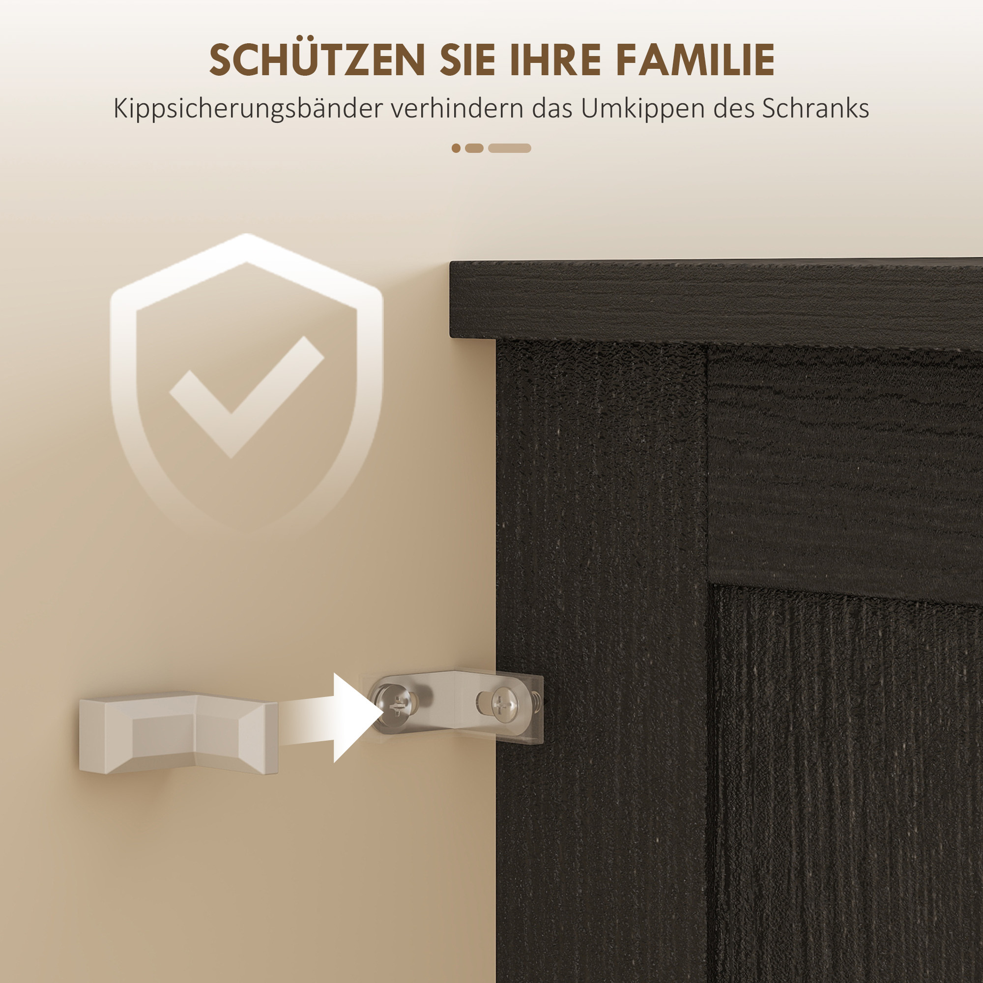 Küchenschrank, Buffet, Acrylfront, Schubladen, 76 x 40 x 182,5 cm, Schwarz