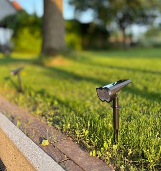 LED Solar Gartenstrahler mit Erdspieß / 80lm, Dämmerungssensor, IP65