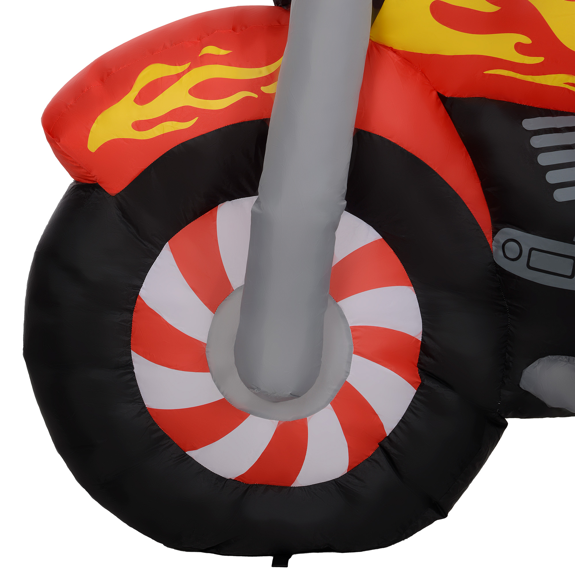 Weihnachtsmann auf Motorrad, Gartendeko, LEDs, aufblasbar, wetterfest, 180 x 95 x 170 cm