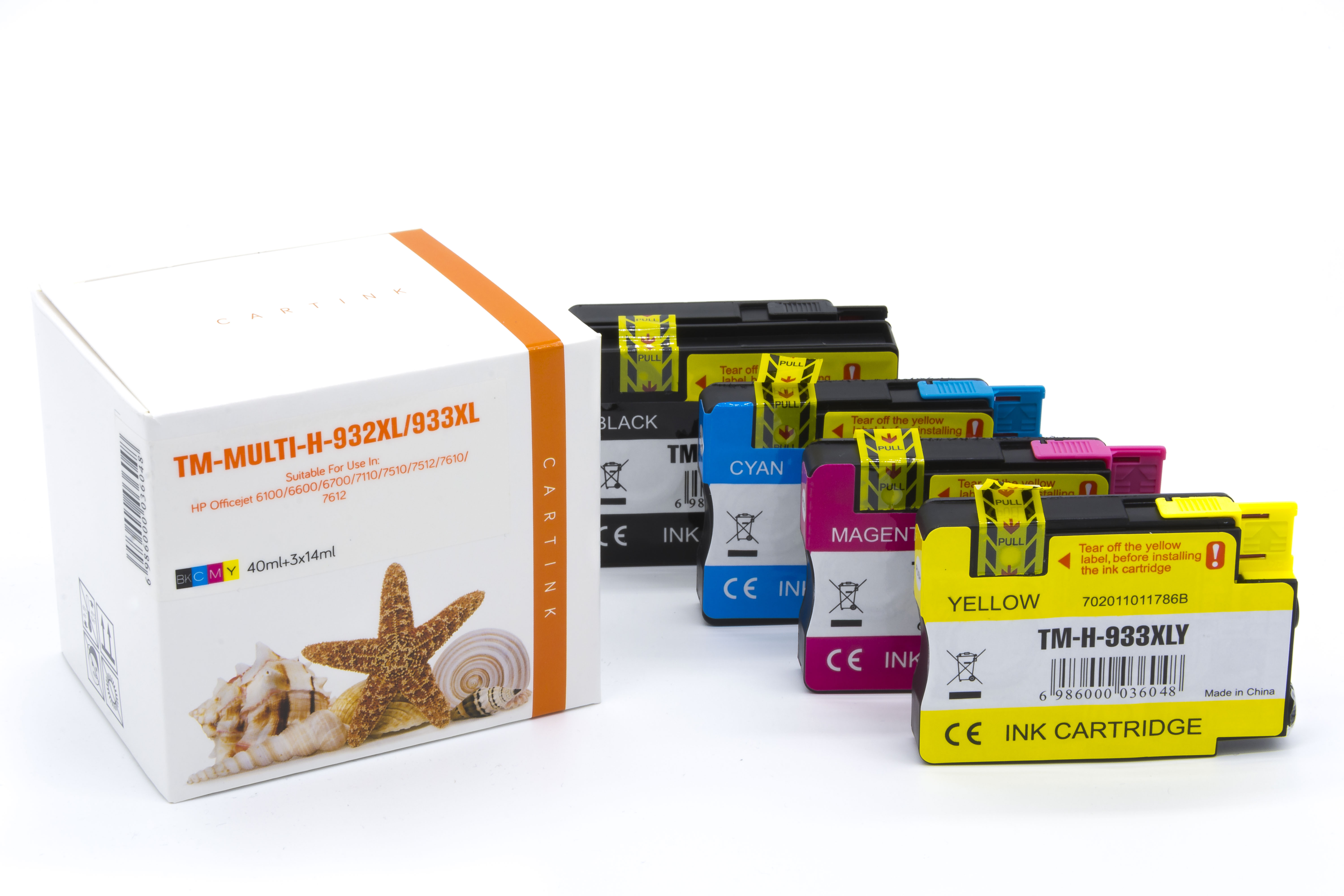 Multipack 932XL/933XL alternativ Tinte für HP / CN053AE / BK40ml / C,M,Y14ml