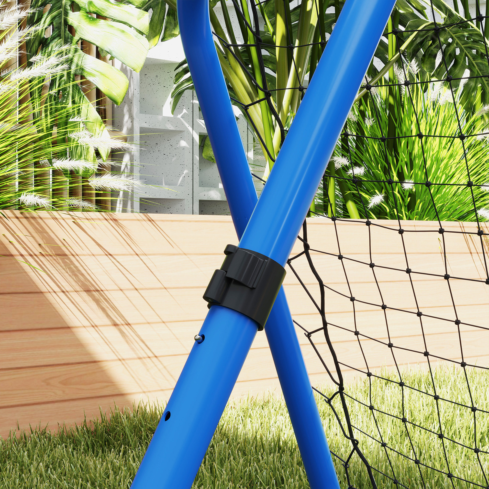 Fußball Rebounder-Netz, klappbar, Rückprallwand, Verstellbar in 5 Stufen, Metall, 78 x 84 x 65-78 cm, Blau