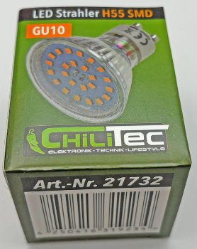 LED Strahler GU10 "H55 SMD" / 120°, 4000k, 460lm, 230V/4W, neutralweiß