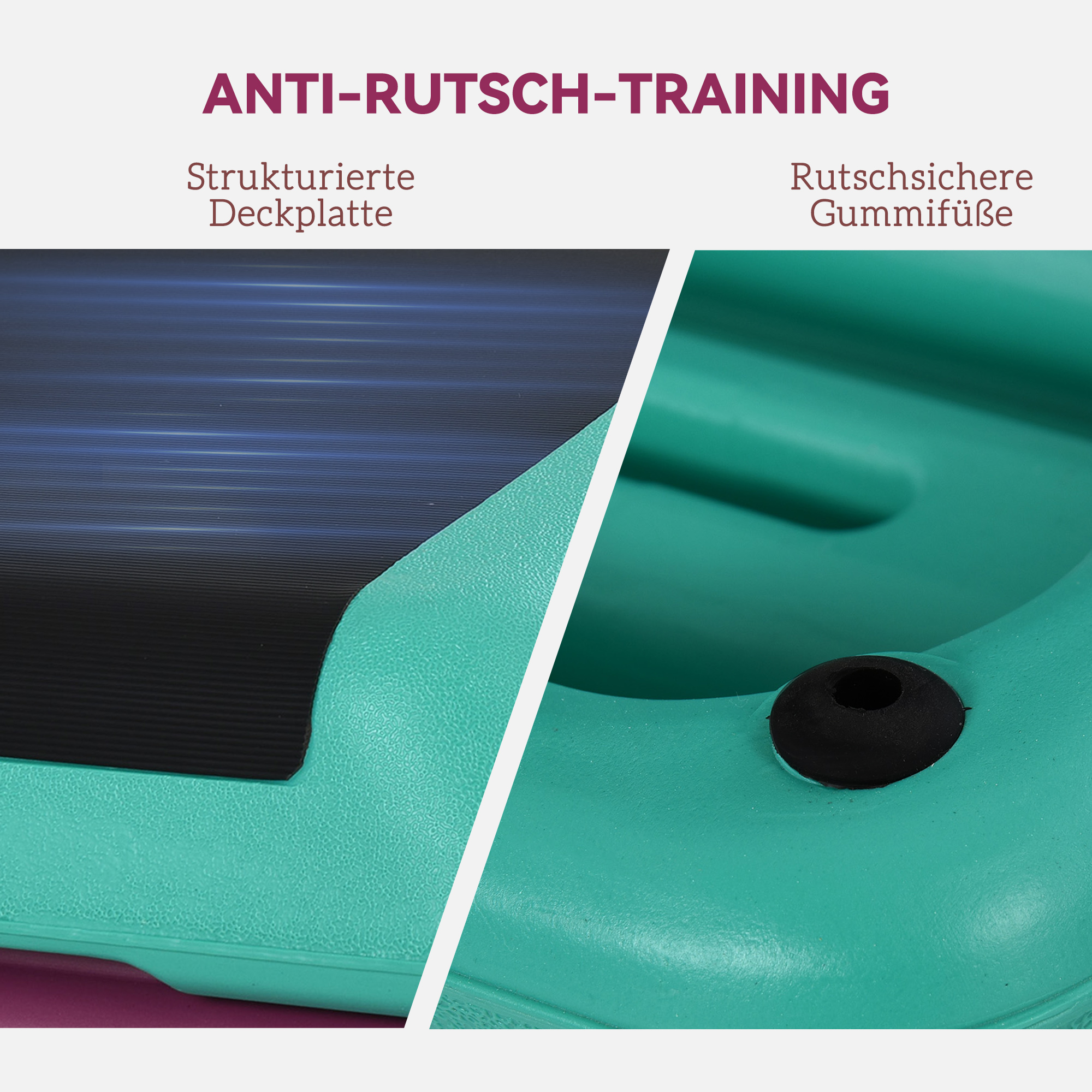 Steppbrett höhenverstellbar Fitness Stepper 3 Stufen (10/15/20 cm) Rutschfest Stepbench für Zuhause Fitnessstudio Büro Kunststoff Schwarz+Grün+Violett