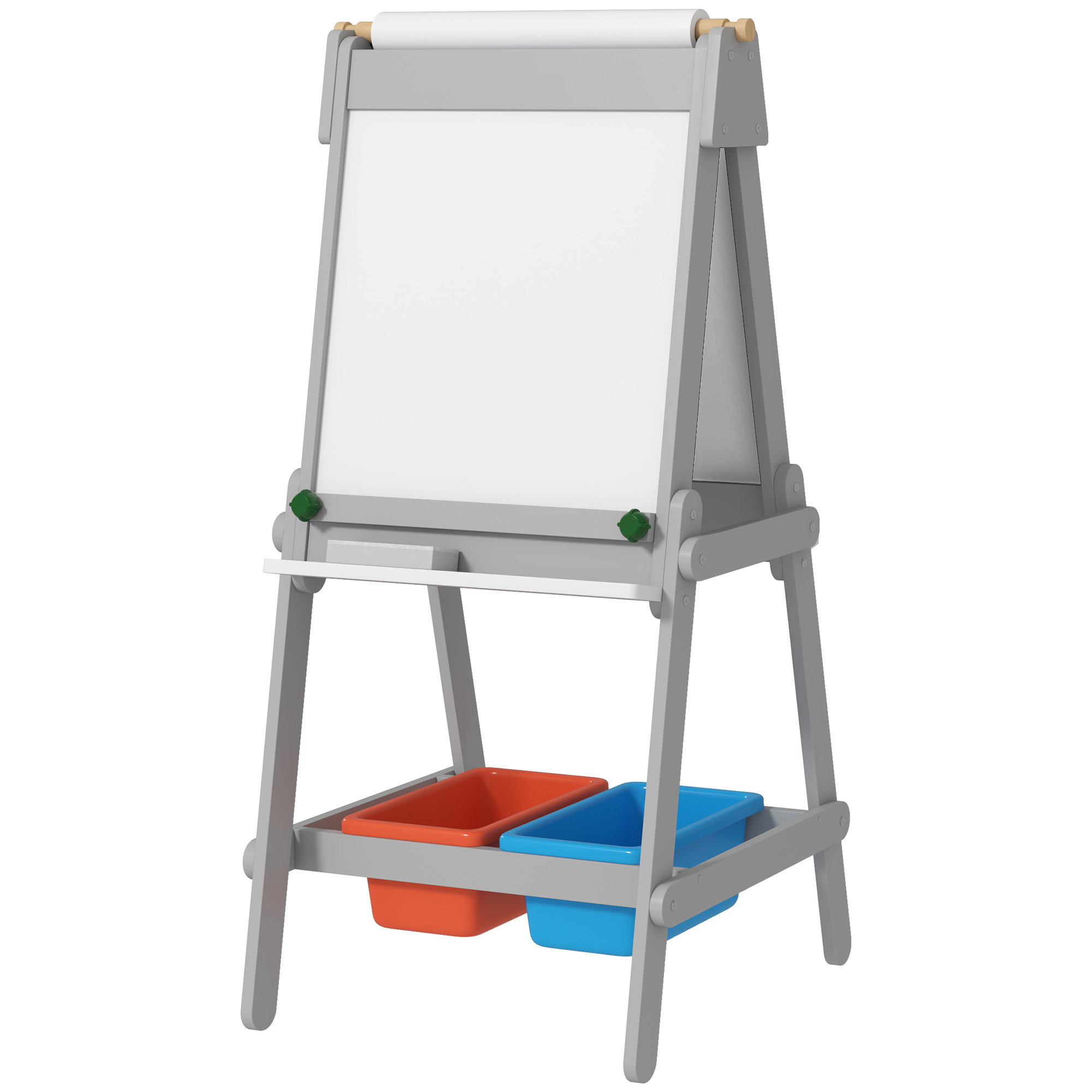 doppelseitige Kindermalstaffelei mit Papierrolle, Kreidetafel, Whiteboard, 3-in-1-Design, zum Zeichnen und Malen