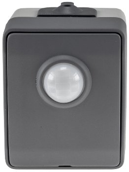 NUQUI Feuchtraum PIR Bewegungsmelder / 120°, bis 6m,  250V~, 2-500W, IP54