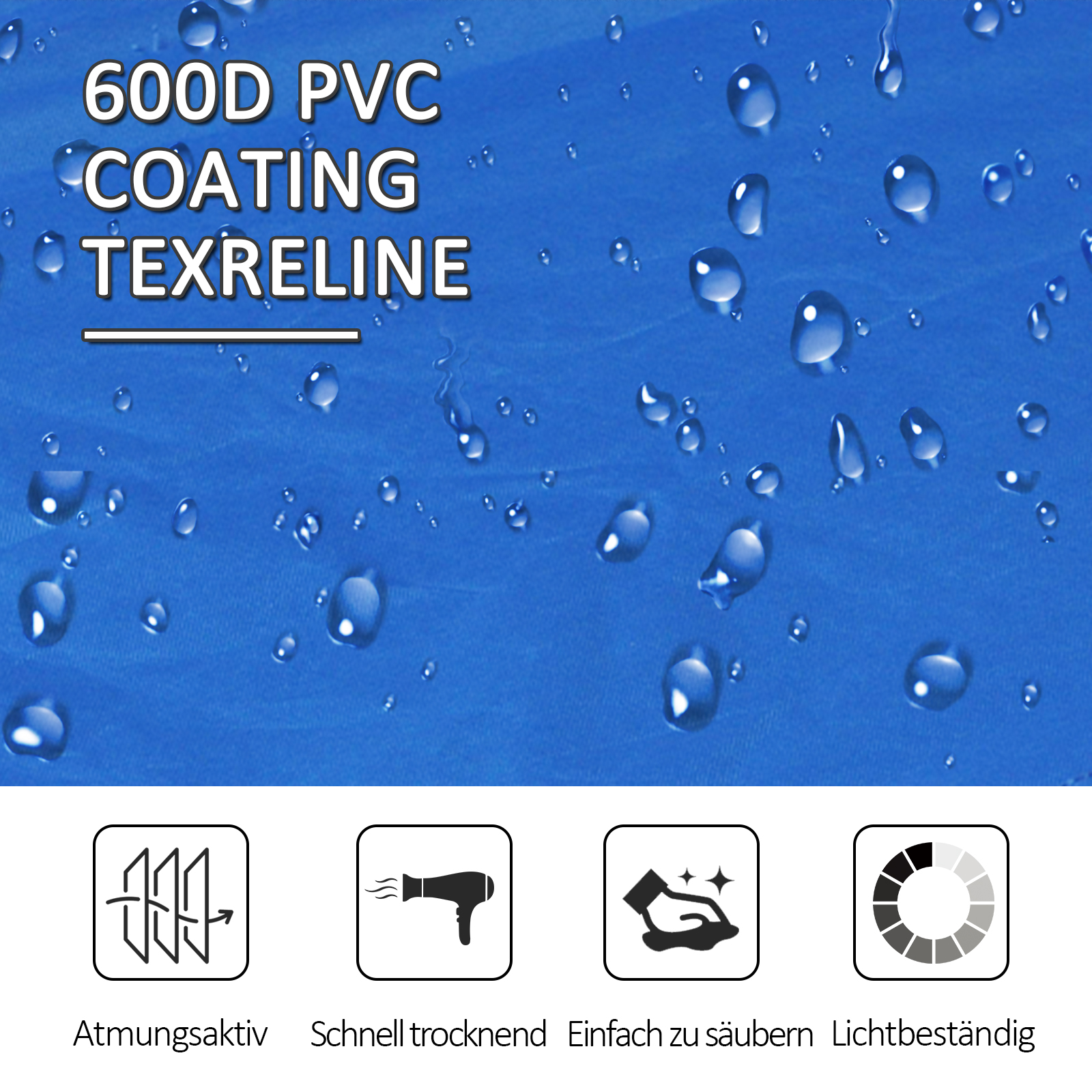 Campingbett Klappbar für 2 Personen Feldbett Klappbett mit Tragetasche bis 136 kg belastbar Stahl Oxford Blau+Schwarz 193 x 125 x 40 cm