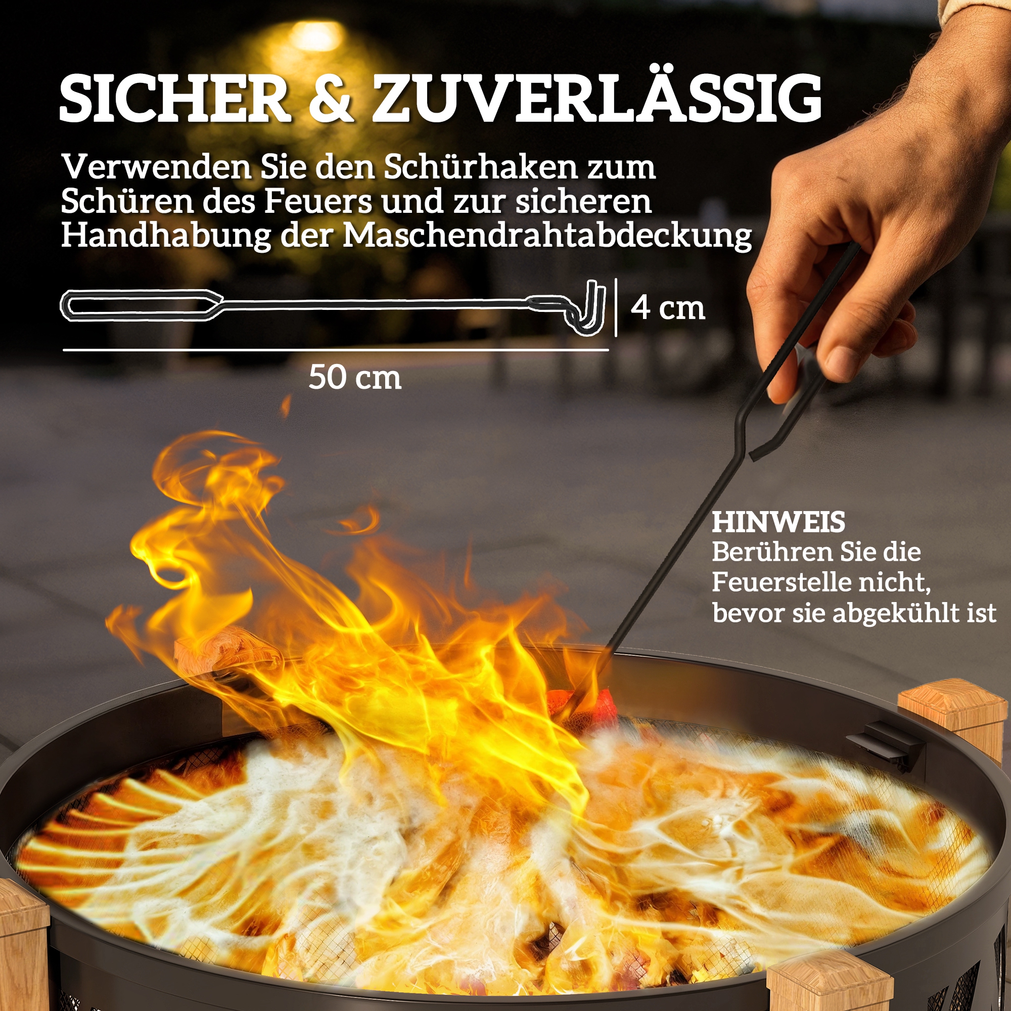 2-in-1 Feuerschale Ø75 x 58 cm Feuerstelle mit Funkenschutz Schürhaken Grillrost Schwarz