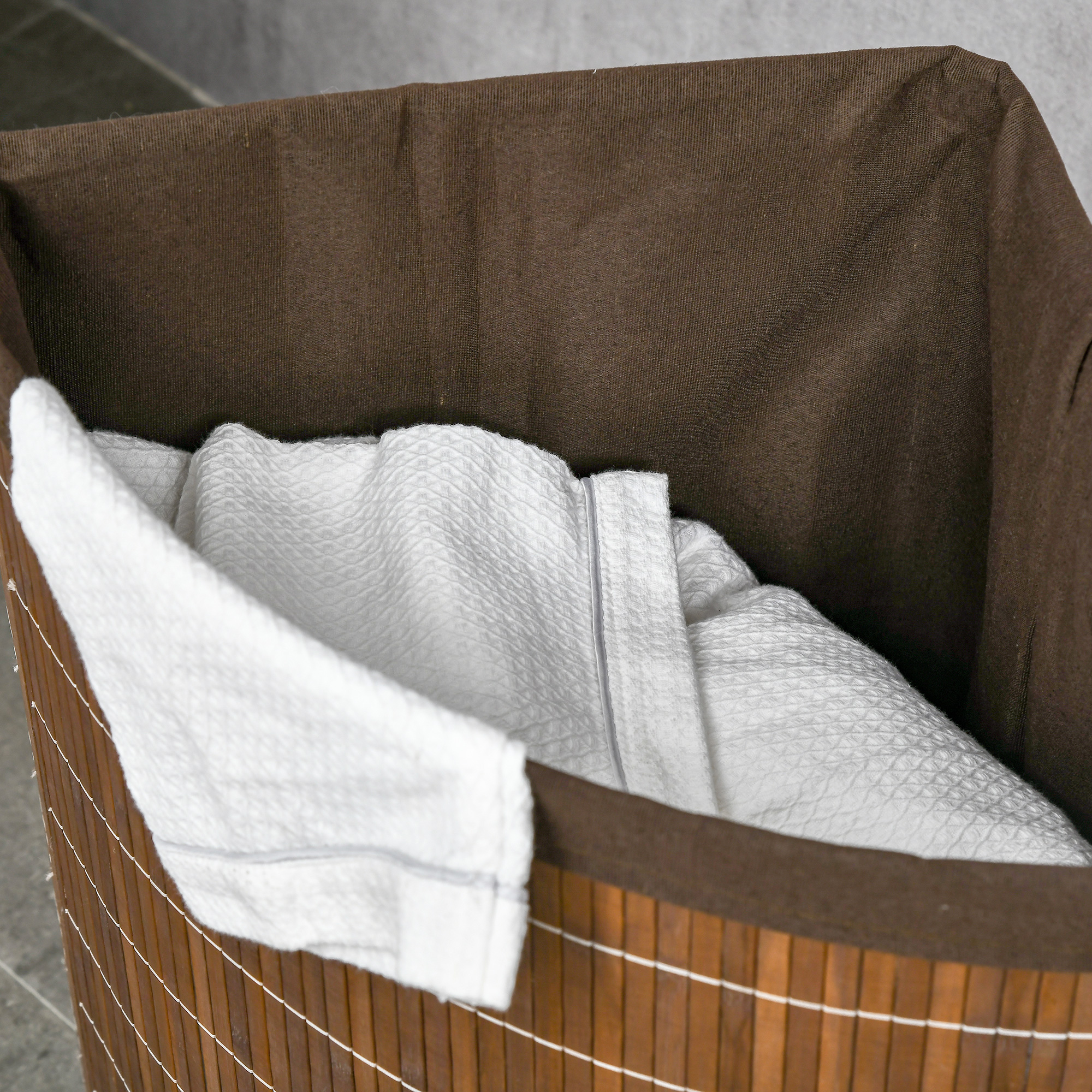 Wäschekorb Wäschesammler, 55L Fassungsvermögen, abnehmbarer Deckel, 38 cm x 38 cm x 57cm, Braun