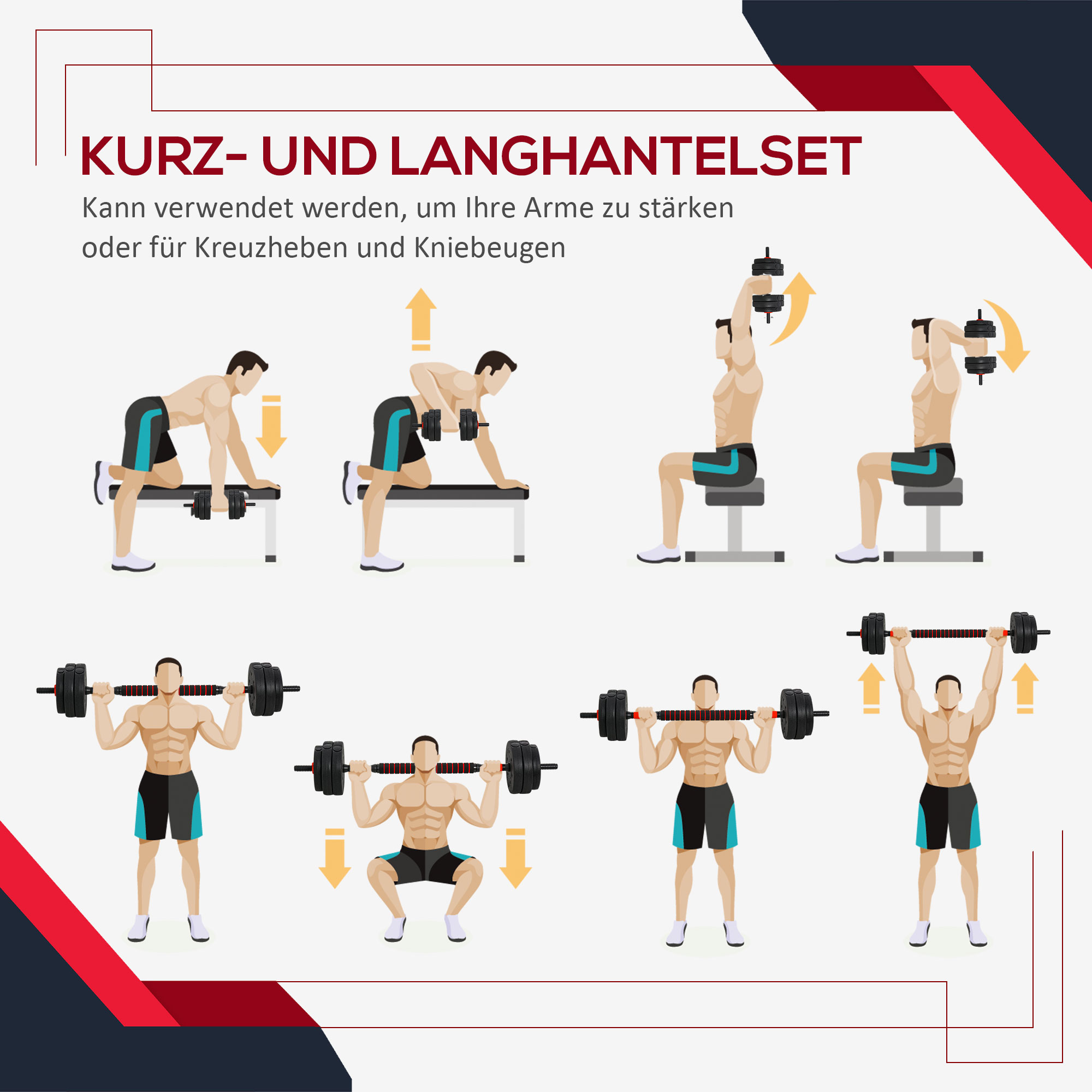 2 in 1 Hanteln Set 25 kg verstellbare Kurzhantel & Langhantel professionell Dumbbell Krafttraining und Gewichtheben für Zuhause Fitness