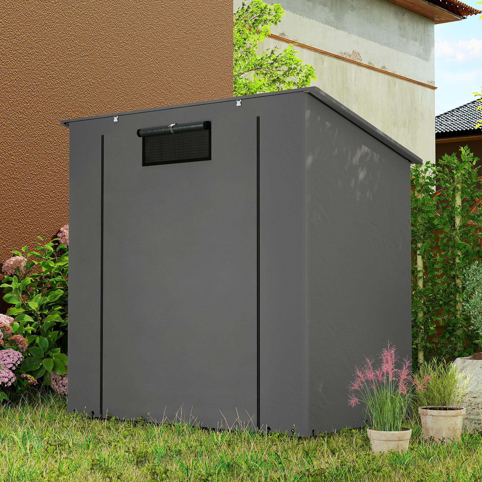 Zeltgarage 1,9x1,2 m Wasserdicht Garagenzelt mit aufrollbarer Reißverschlusstür Belüftungsfenster Dunkelgrau