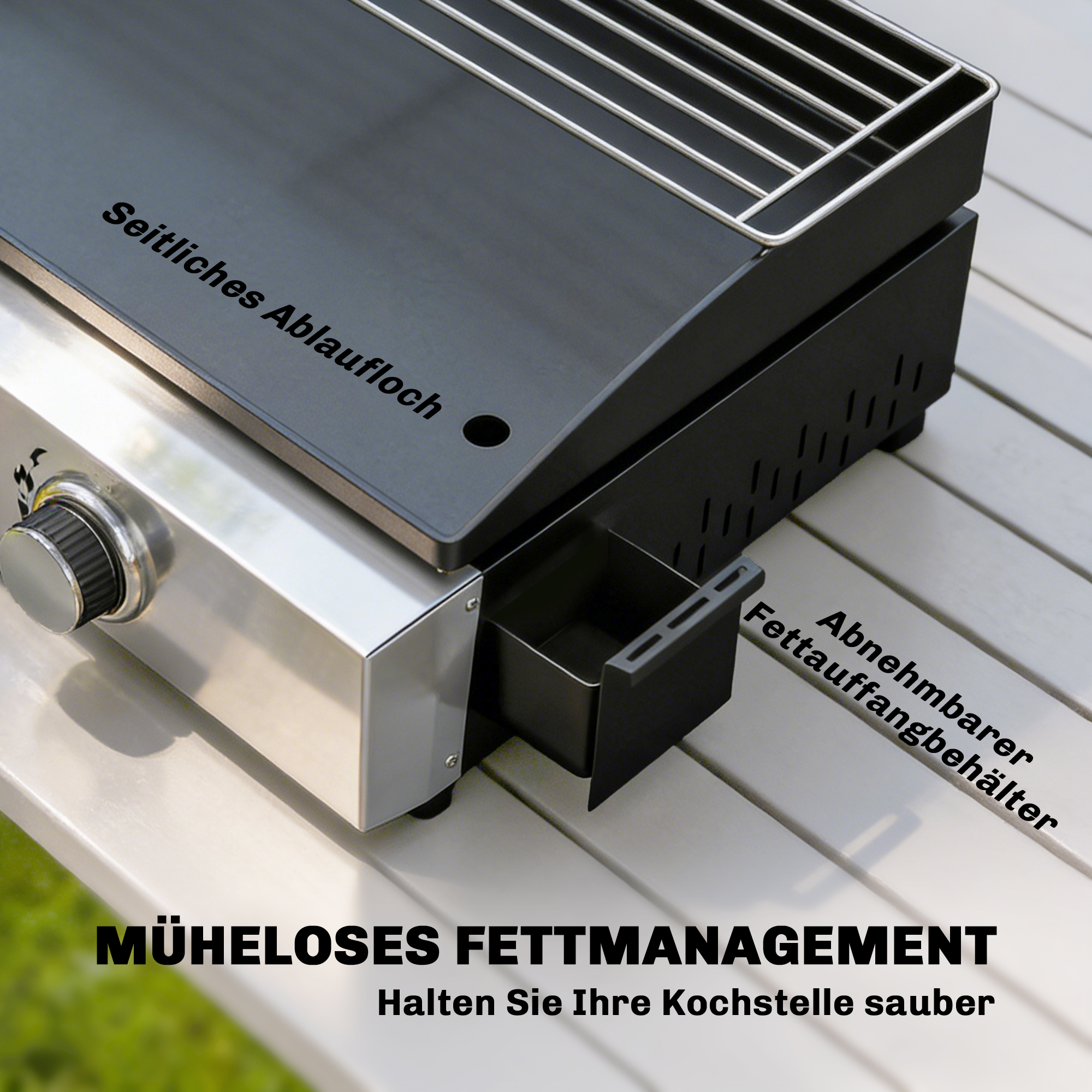 Gasgrill 5 KW Tragbarer Tischgrill mit 2 Brenner Keramische Lackbeschichtung Grillrost Warmhalterost