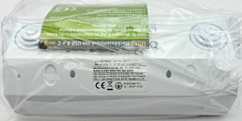 2-fach Steckdosenblock, USB-A+C, weiß / 250V~/ 16A, Aufbaumontage, USB 3,1A, PD