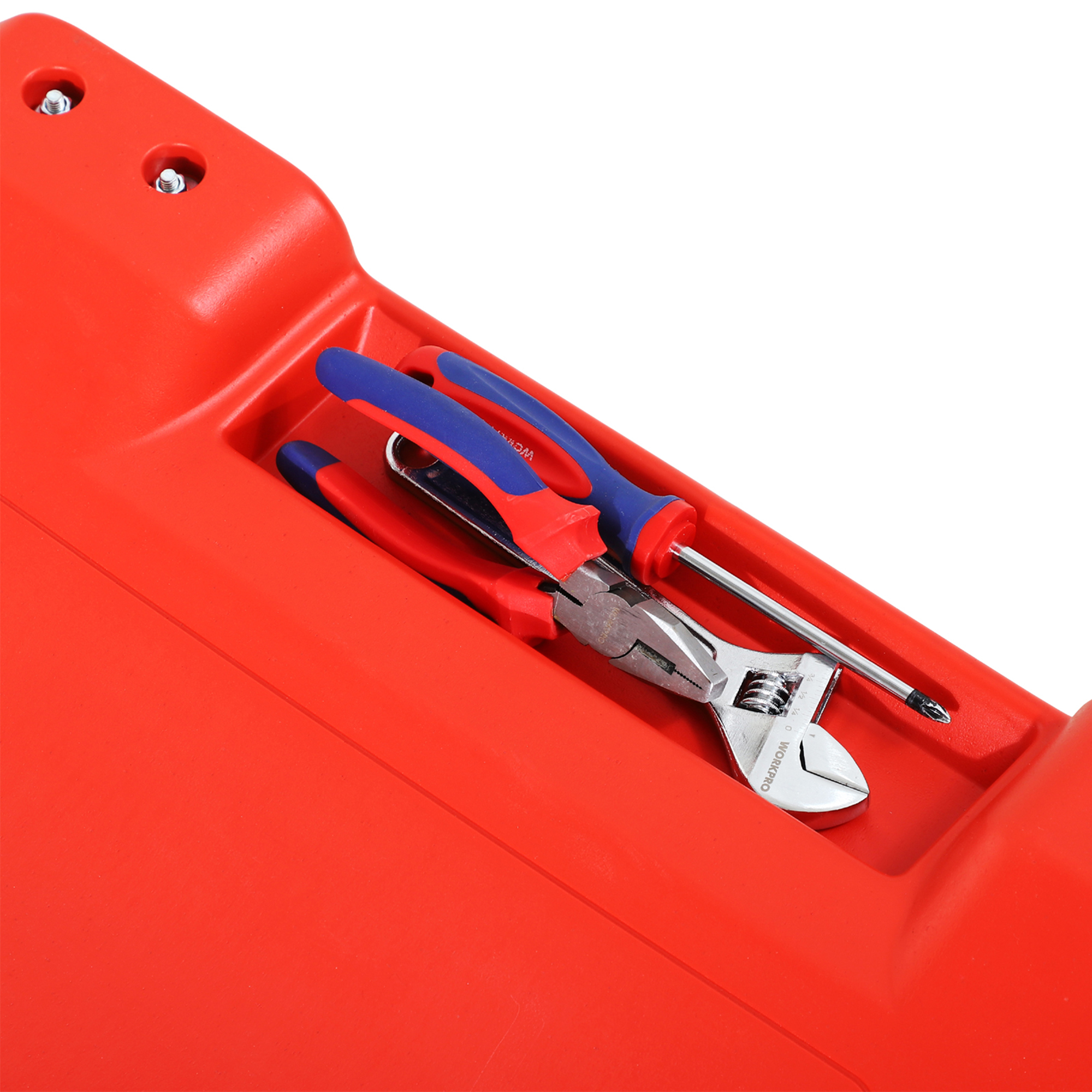 Montage-Rollbrett, Kopfstütze, Werkzeugablage, ölbeständig, bis 120 kg, 100x48x12 cm, Rot