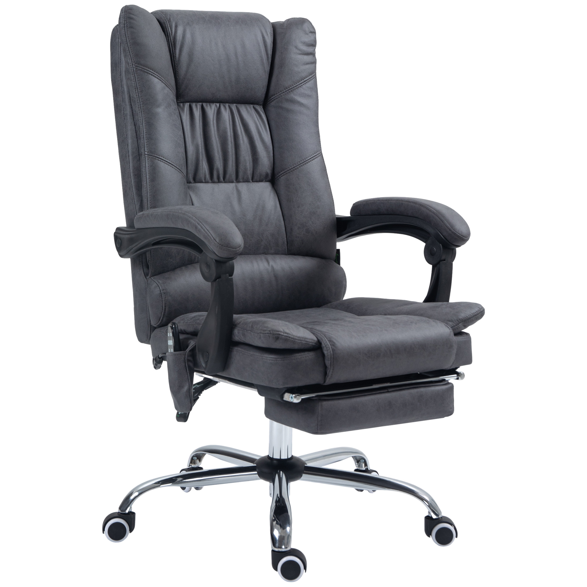 Massagstuhl Bürostuhl mit Massagefunktion, inkl. Fußstütze, höhenverstellbar, 64 cm x 70 cm x 118 cm, Schwarz