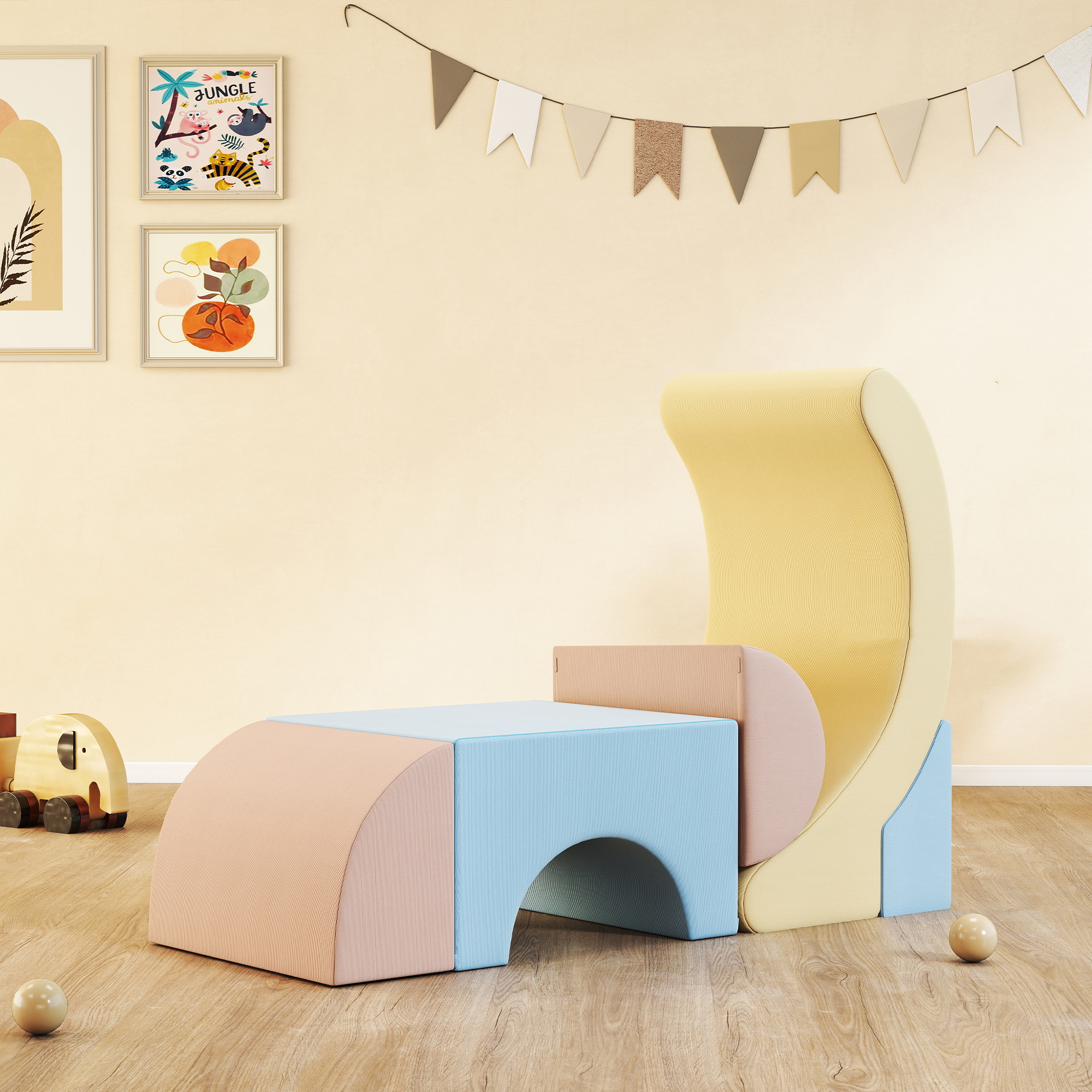 5er-Set Schaumstoff-Kletterblöcke, Cordbezug, leichtes Gewicht, zum Bauen, Krabbeln, Klettern, Bunt