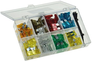 Sortiment Kfz Flachsteck Sicherungen, mit Sortiments-Box, 100-teilig