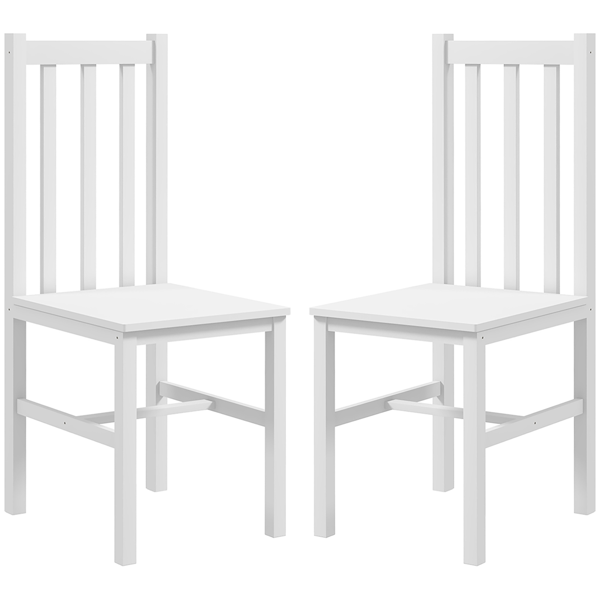 2er-Set Küchenstühle Esszimmerstühle Stühle, Massivholz, modernes Design, 38, 5 cm x 47,5 cm x 99 cm, Weiß