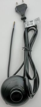 Netzkabel mit Fußschalter / blanke Enden, 2m lang, schwarz