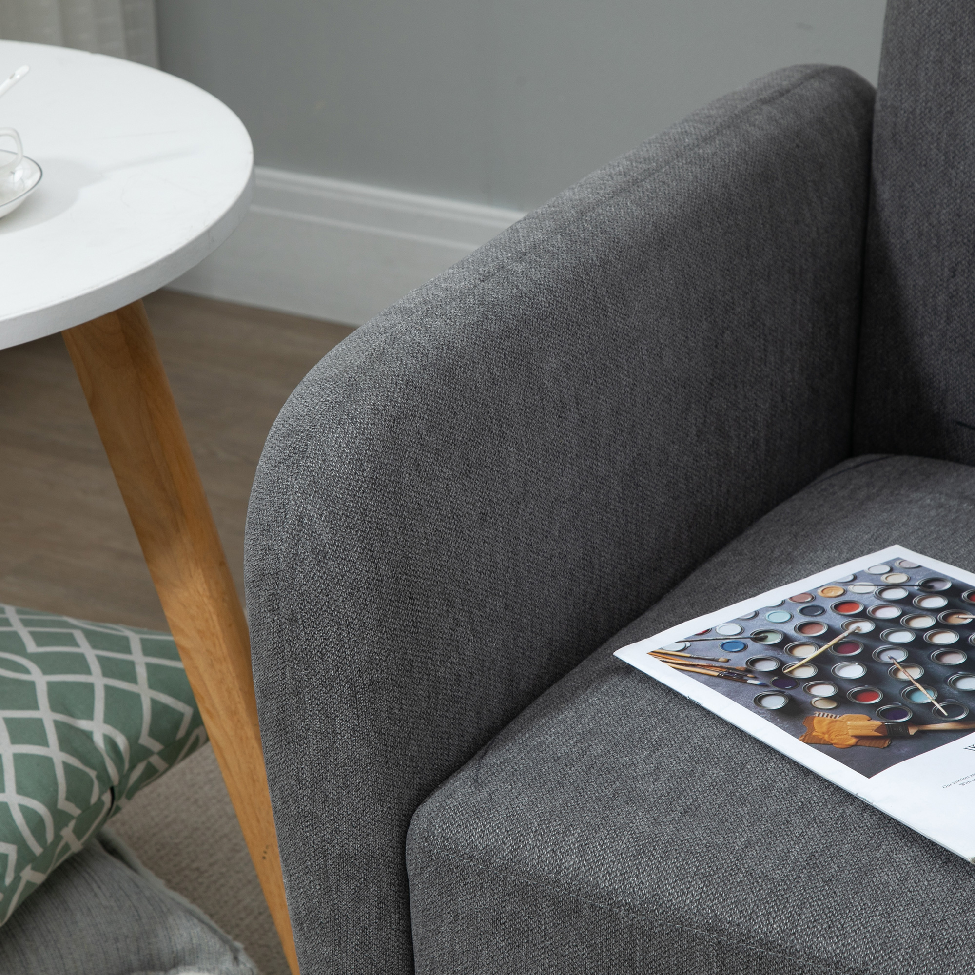 Sofa 2 Sitzer Couch mit 2 Wurfkissen, Kleine Loveseat mit Samtopik Modern Polstersofa für Wohnzimmer, Schlafzimmer, kleinen Raum, Grau 130 x 70 x 80 cm