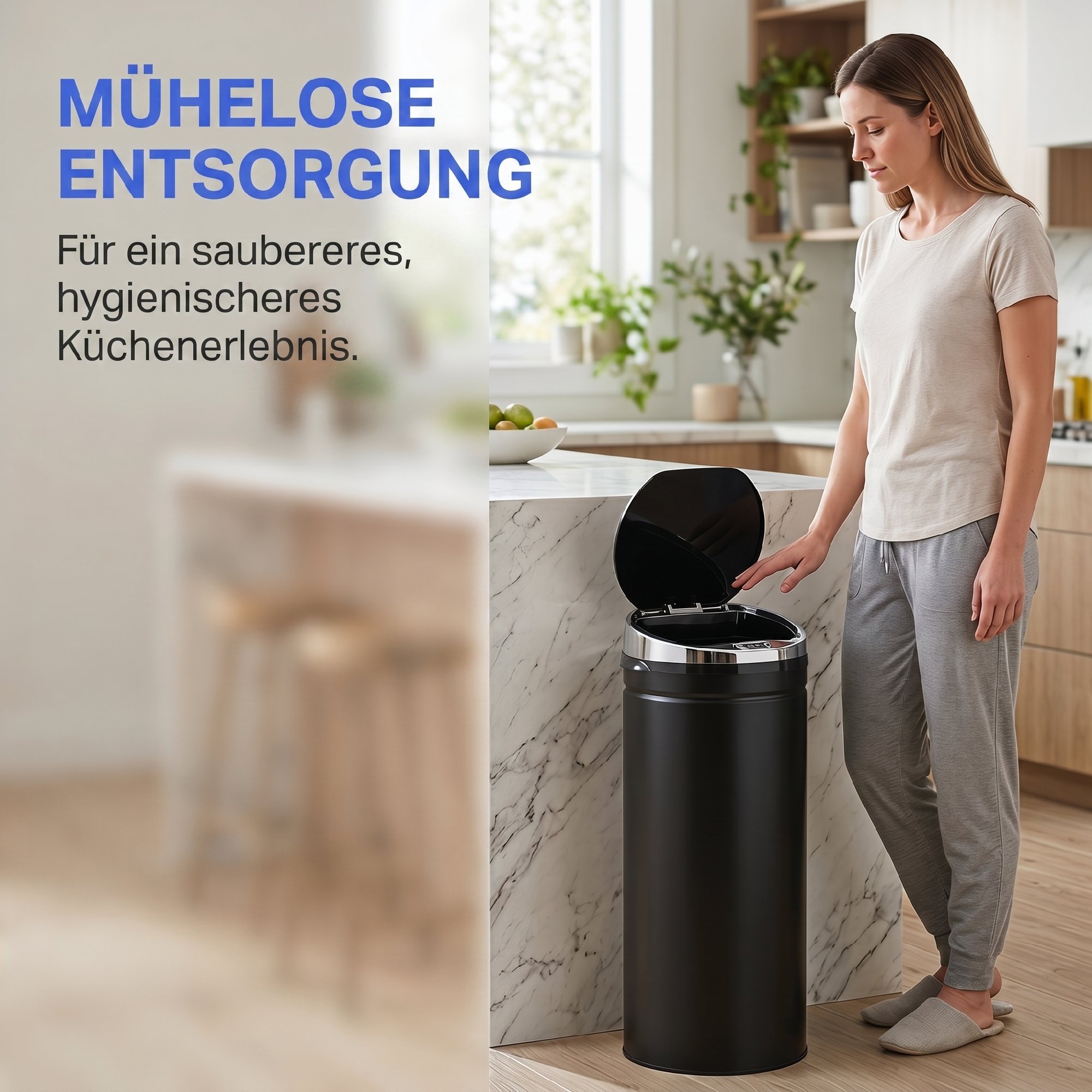 50l Sensor Mülleimer, automatischer Abfalleimer, rostfreier Kücheneimer mit Infrarotsensor, für Küche, Esszimmer