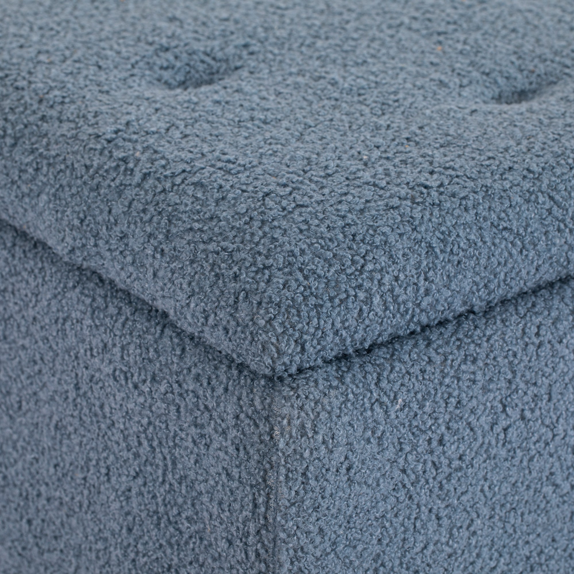 Polsterbank mit Stauraum, Sitztruhe, Kaschmiroptik, bis 120 kg, Naturholzrahmen, 95 x 38 x 45 cm, Blau