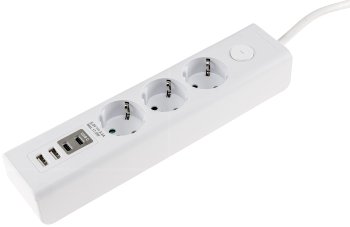 Steckdosenleiste mit Ladebuchsen für USB, USB-A /USB-C,3-fach, weiß, 1,5m Kabel