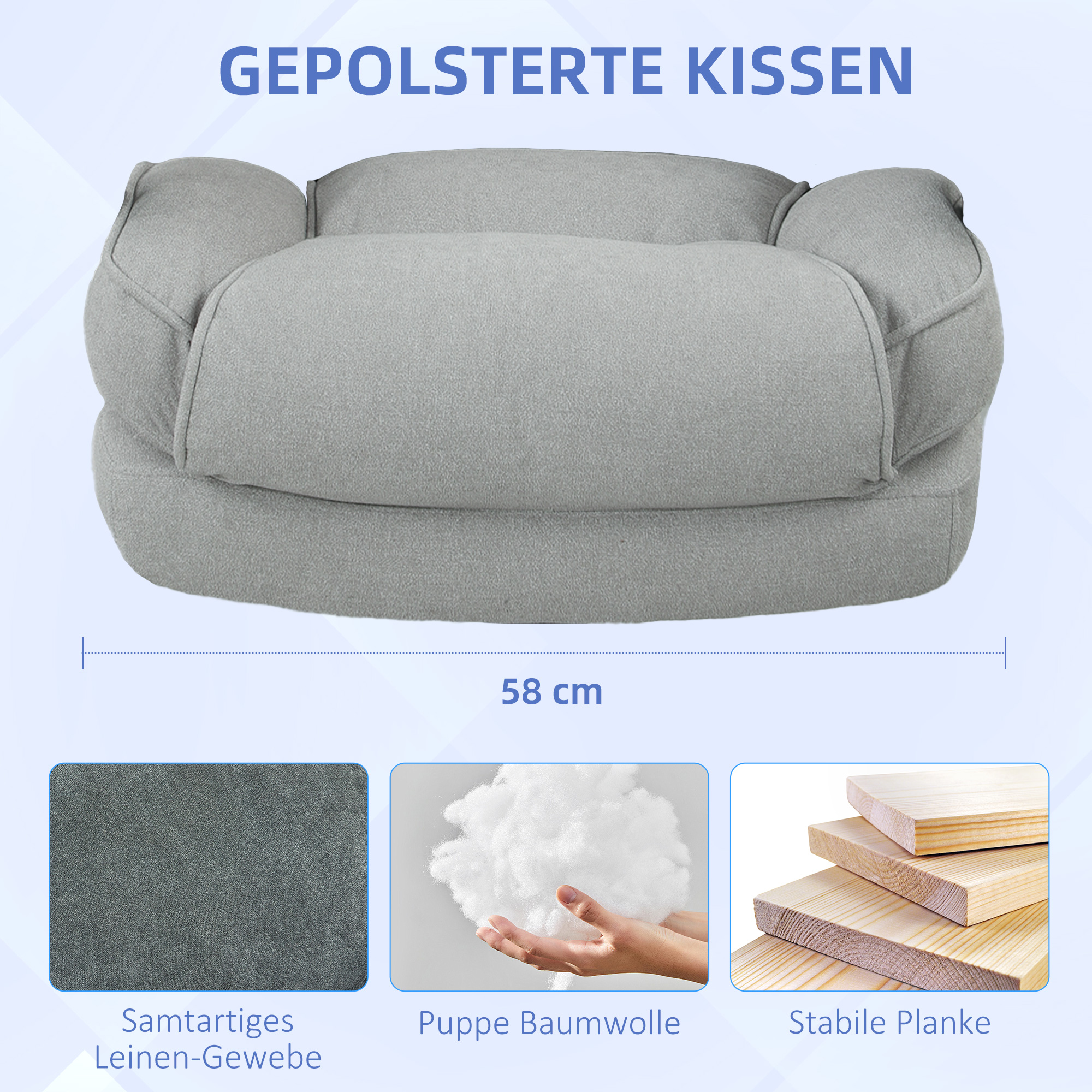 großer hoher Bürostuhl, 200 kg Tragekapazität, robuste Konstruktion, weicher Bezug, Hellgrau