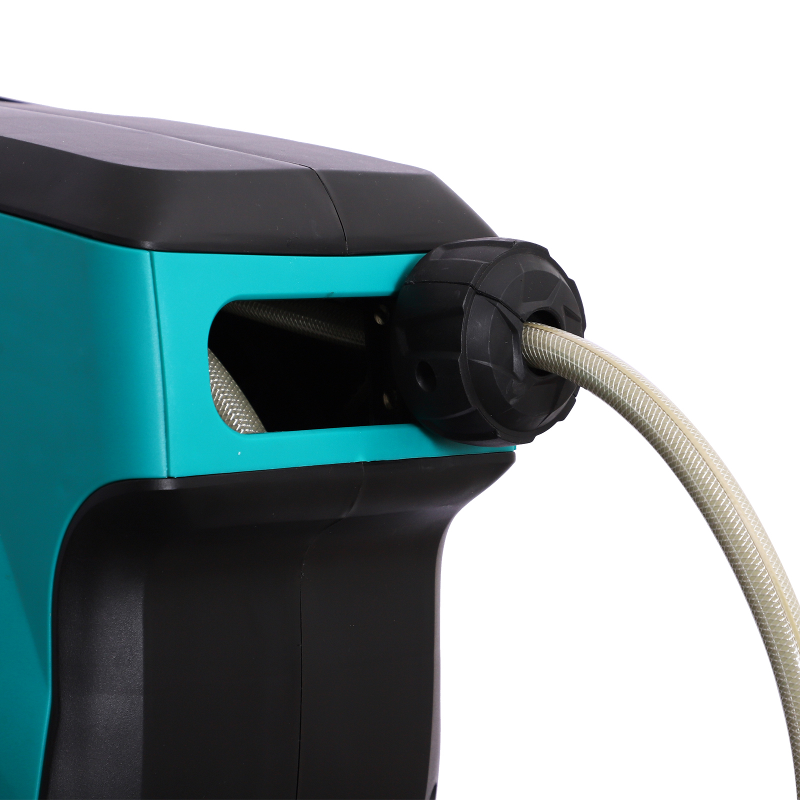 Wandschlauchbox Schlauchtrommel 180° schwenkbar mit Multibrause Frostschutz -5-45 °C Kunststoff Grün + Schwarz 15 m