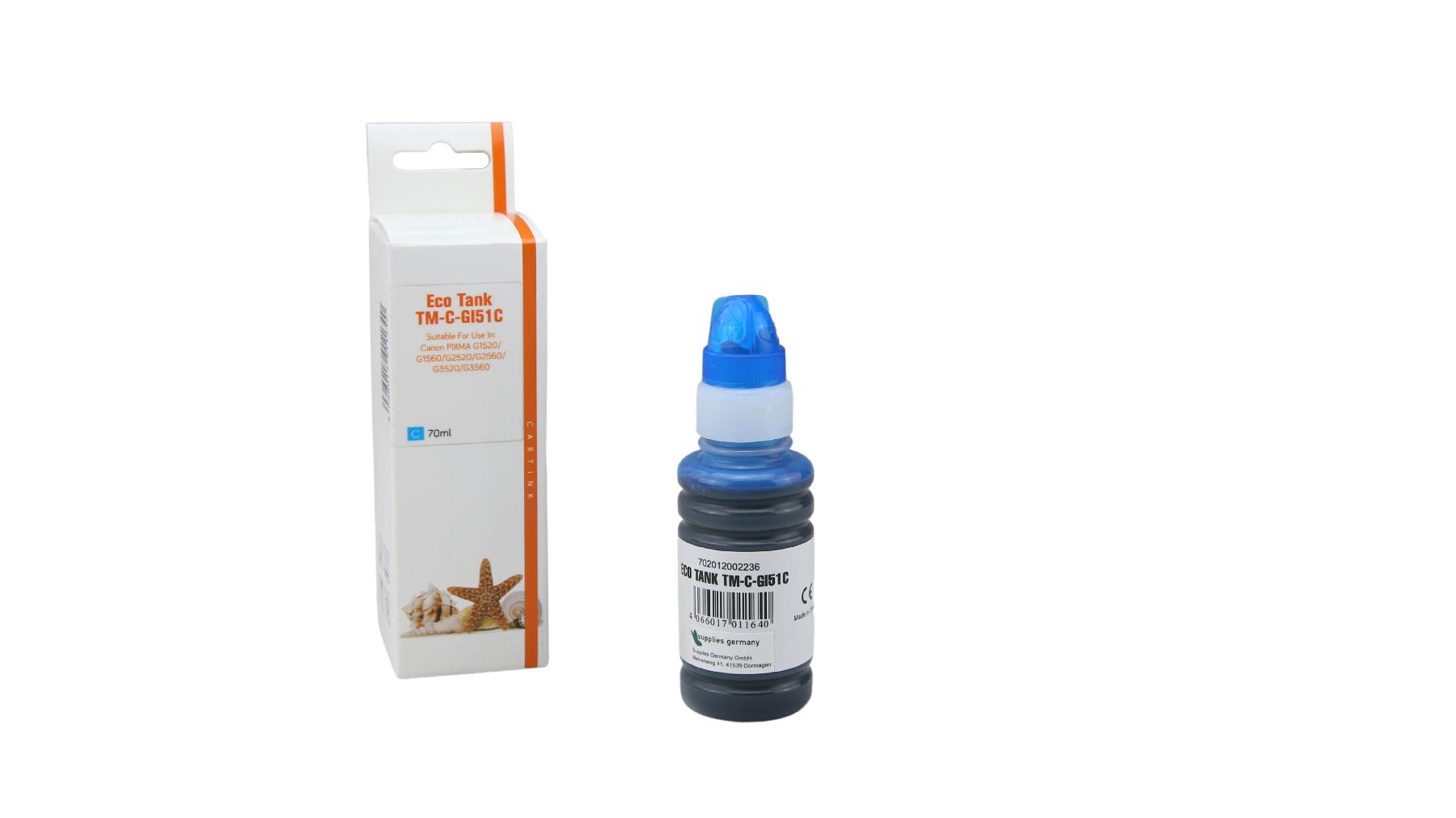 GI51C Eco Tank Nachfüllflasche Cyan für Canon / 4546C001 / 70ml GI51C Eco Tank Nachfüllflasche Cyan für Canon / 4546C001 / 70ml