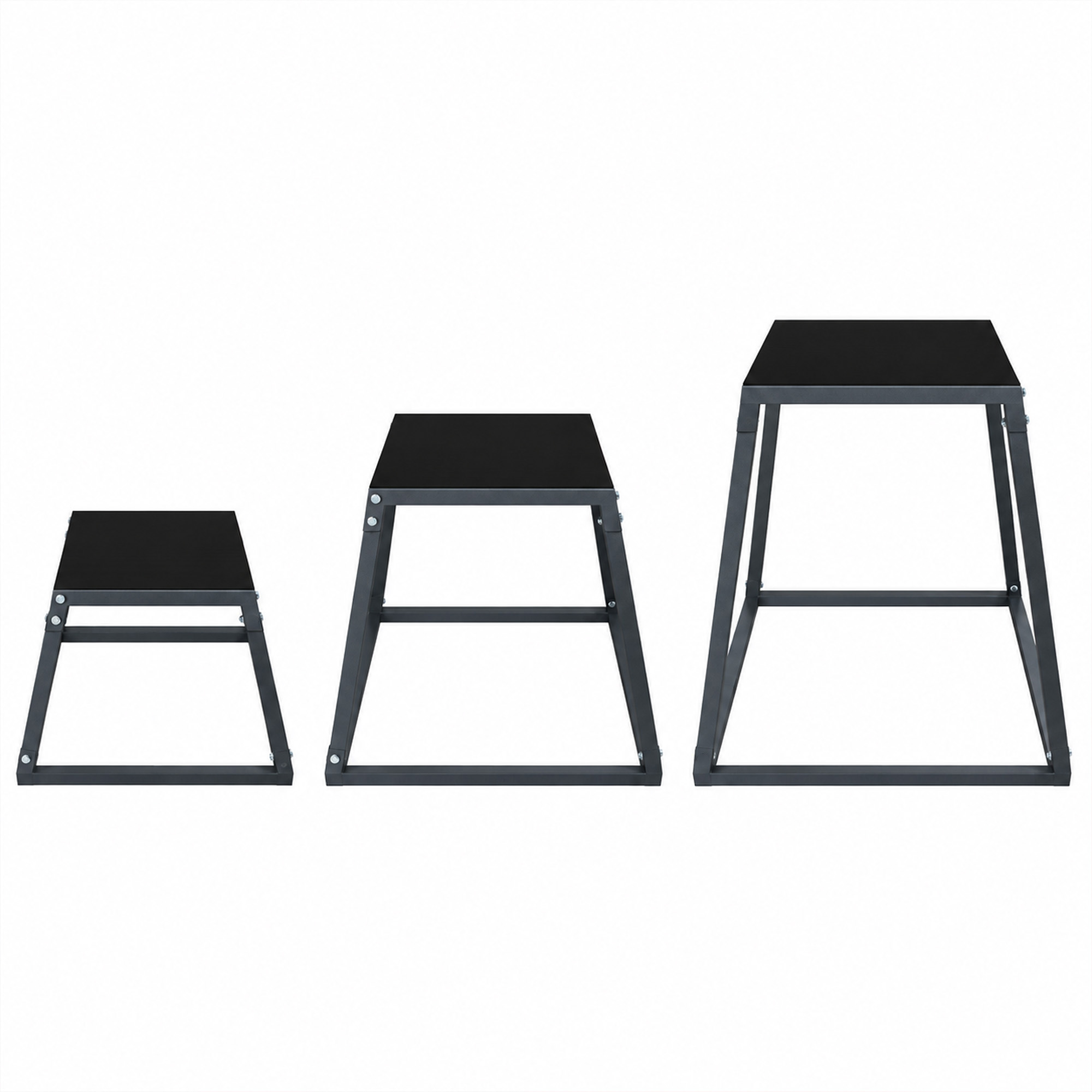 Plyometrische Sprungboxen 3er Set 30,5/45,8/61 cm Stapelbare Plyo Jump Box aus Stahl bis 200 kg