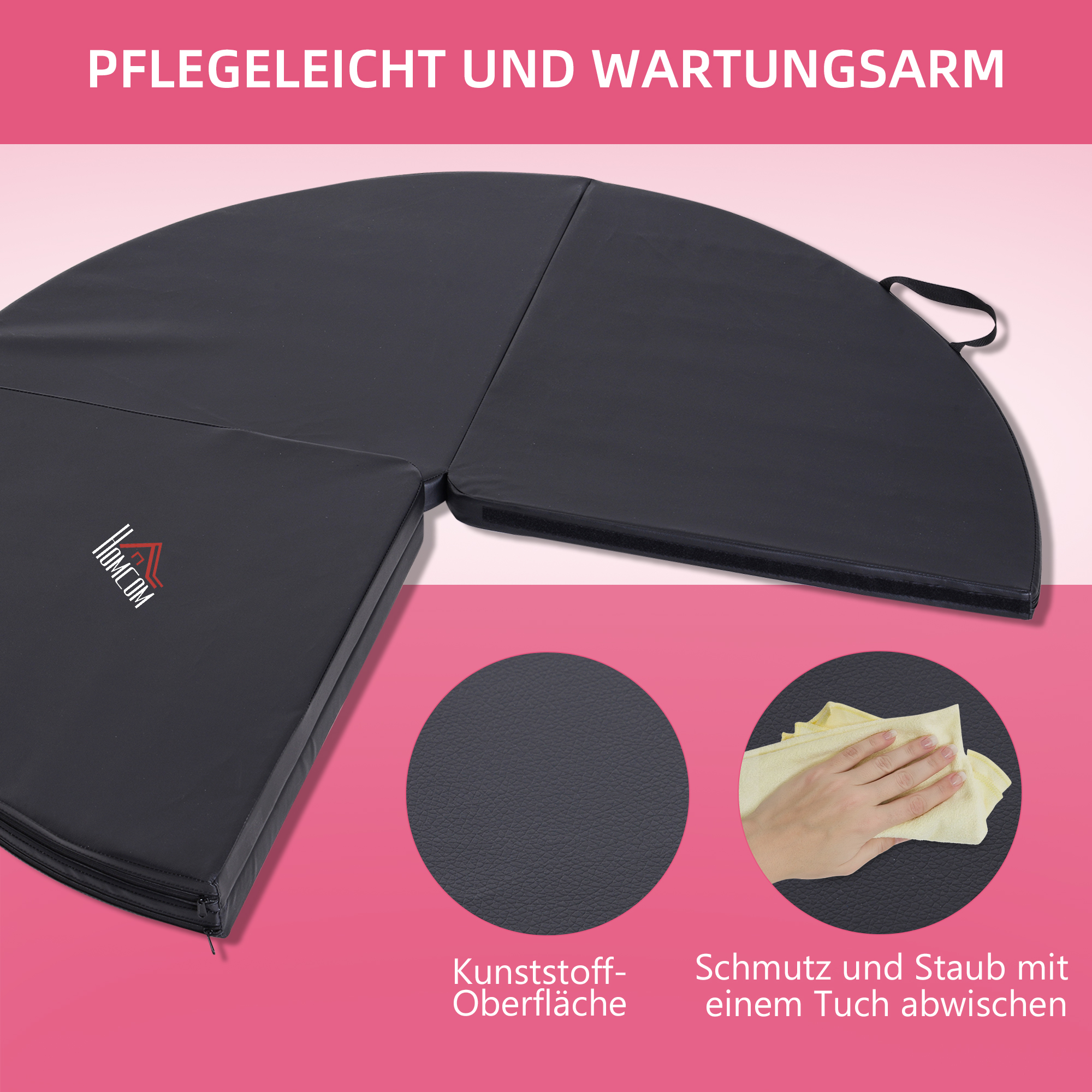 Pole-Dance-Matte, 5 cm dicke runde Kunststoff-Matte für Pole-Dance-Übungen, Gymnastik, Yoga, Schwarz