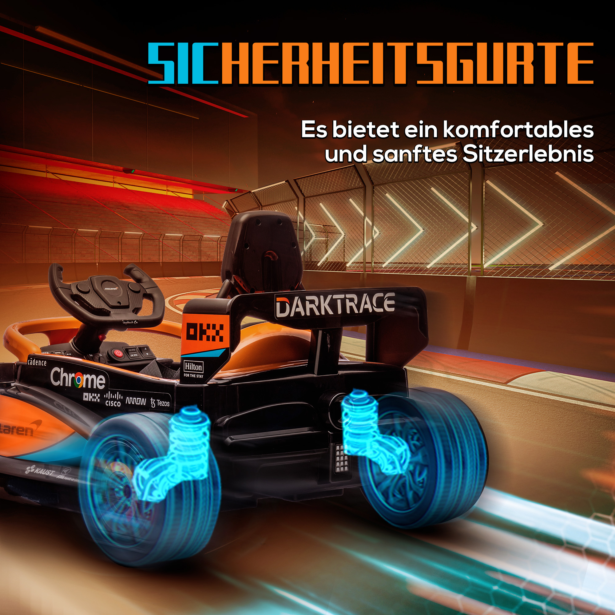 Elektro-Kinderauto, McLaren Formel-1, inkl. Fernsteuerung, Musik, für 3-5 Jahre, Orange