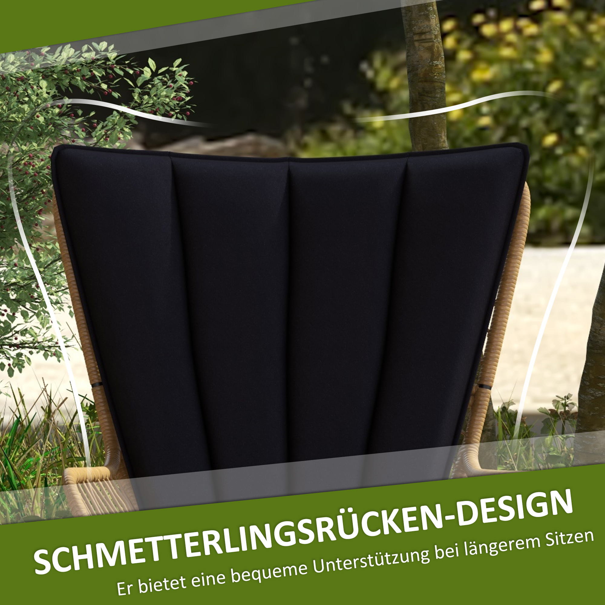 Bistro-Set Balkonmöbel-Set Balkonmöbel, Boho-Stil, wetterbeständig, 76 x 66 x 96 cm, Schwarz