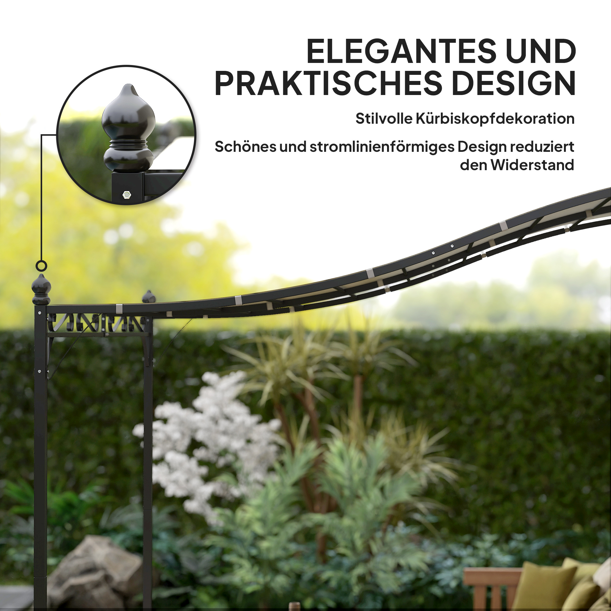3 x 2,5 m Pergola, Wandmontierter Garten-Pavillon, wasserbeständig, Metallrahmen, Ablauflöcher, Schattendach, Cremeweiß