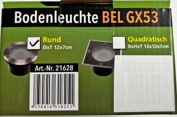 Bodenleuchte "BEL GX53 R " rund / ØxT 12x7cm, IP65, GX53 Fassung