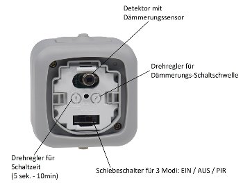 Feuchtraum PIR Bewegungsmelder, IP54 / 250V~, 2-500W, inkl. AP-Rahmen, grau