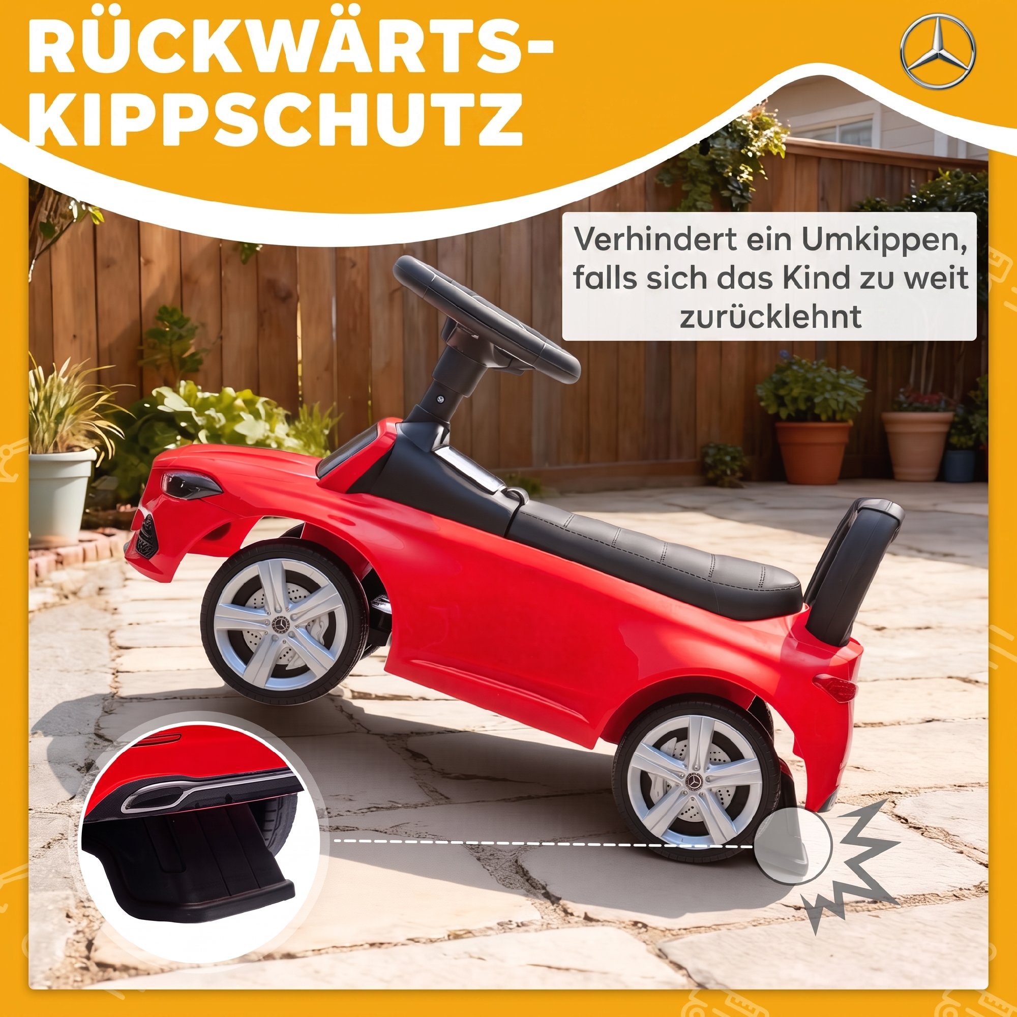 Mercedes-Benz C-Class Rutschauto mit Hupe, Motorgeräuschen, Stauraum, für Kinder 18-36 Monate, Rot