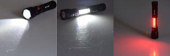 LED-Taschenlampe ARCAS 3W "3-in1", 350lm, Arbeitsleuchte, Pannenwarn